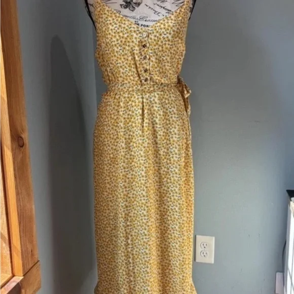Lulu's Yellow Floral Midi Dress - Picture 5 of 5